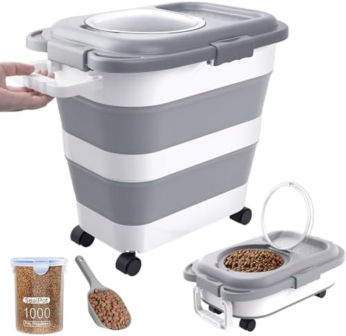 25-28Lbs Dog Food Storage Container Airtight,Collapsible Pet Food Storage
