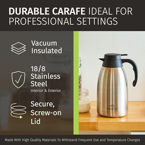 Thermal Coffee Carafe 2L/68 oz Insulated Stainless Steel w/Cleaning Brush