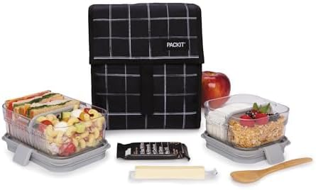 PackIt Freezable Lunch Bag, Black Grid