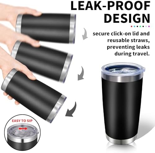 HAOLI 1 Pack 20oz Stainless Steel Tumbler with Lid/Black
