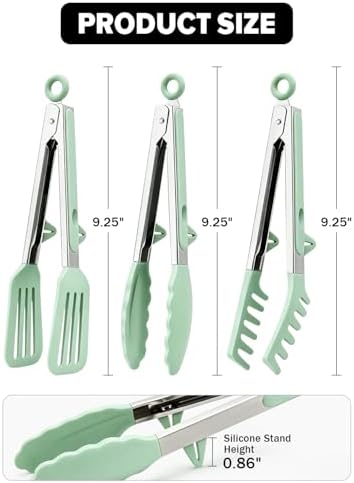 Kitchen Tongs for Cooking, Stainless Steel, Non Scratch Silicone Tip,3 Pack