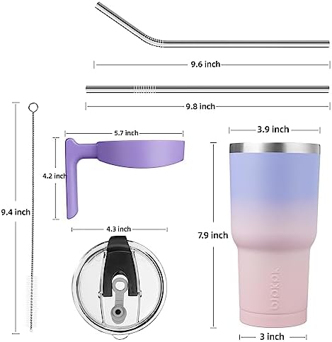 BJPKPK 30 oz Tumbler with Handle & Straw, Insulated Stainless Steel Mug