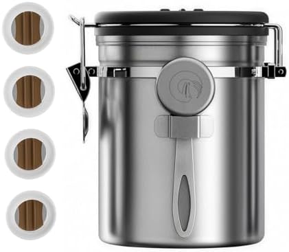 Coffee Gator Coffee Canister, 16oz Airtight Stainless Steel Container