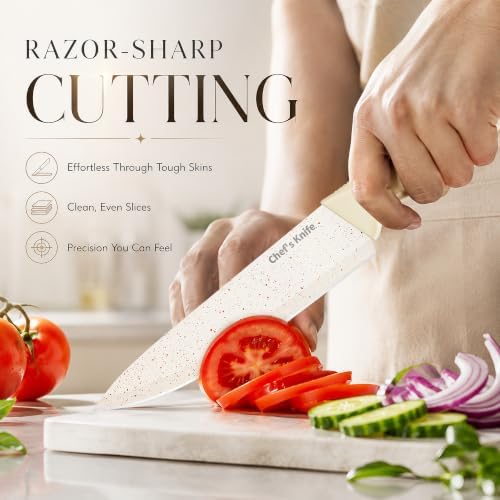 14-Piece Kitchen Knife Block Set with Built-In Sharpener