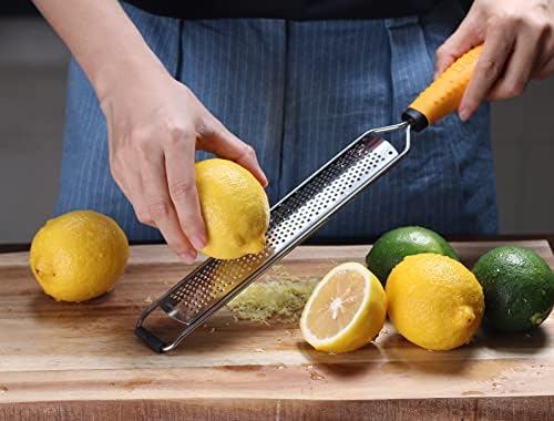 Deiss PRO Lemon Zester & Heavy Duty Grater - Parmesan, Garlic, Nutmeg, Chocolate, Fruits, Vegetables, Ginger & Cheese Shredder