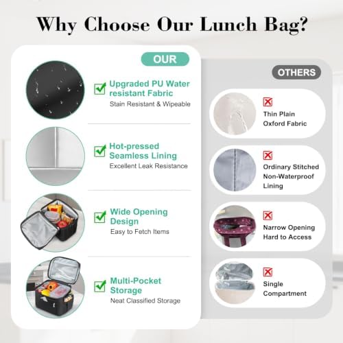 DALINDA Insulated Lunch Box Women Men Leak-Proof Cooler Lunch Bag