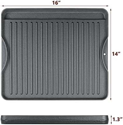 Uniflasy Reversible Cast Iron Griddle for Camp Chef Stoves, 14" x 16"