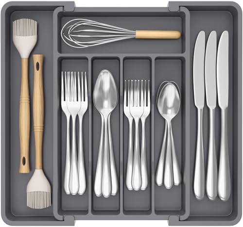 Lifewit Expandable Silverware Drawer Organizer, Kitchen Utensil Tray