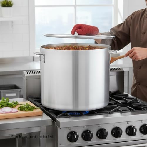 TrueCraftware- 140 qt. Aluminum Stock Pot Lid 24-7/8" x 1-1/4"-Pot Cover for Stockpots Soup Pots Stew Pots Commercial Cookware
