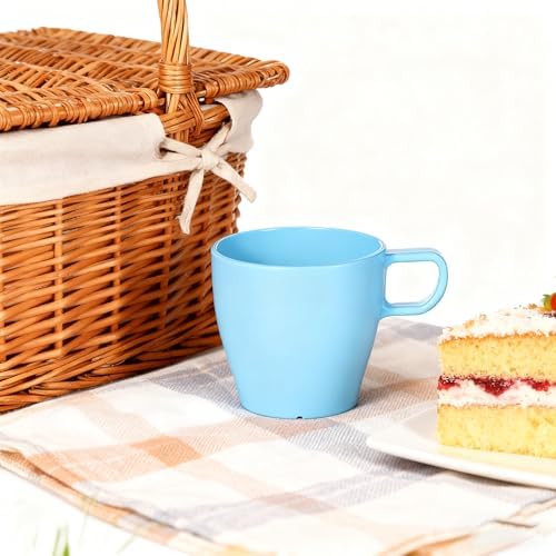 10 oz Coffee Cups Eco-Friendly, Shatter-Resistant Mug with Hanging Ears | Thickened Porcelain-Like Material | Suitable for Both Commercial and Home use(6-pack)(Blue)