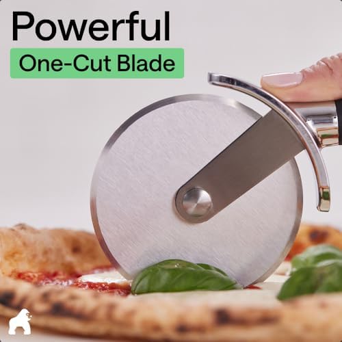 GORILLA GRIP Patented Stainless Steel Large Pizza Cutter Wheel, Black
