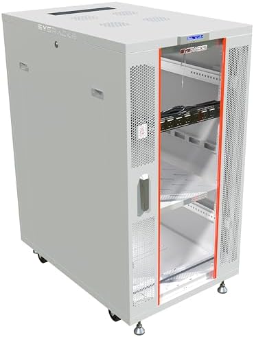18U Home Server Rack Cabinet – 19" Floor Standing Network Rack, 35" Deep Homelab Rack with Locking Glass Door, Cooling Fans, PDU & Shelf for NAS, Router, Switch and AV Equipment