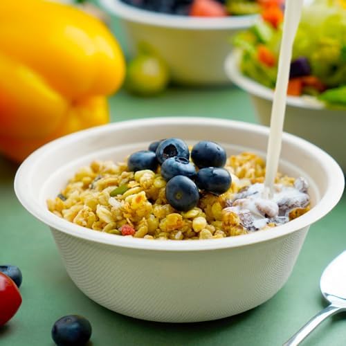 JINVOGREEN 200 Count 16 oz Compostable Paper Bowls Disposable, White