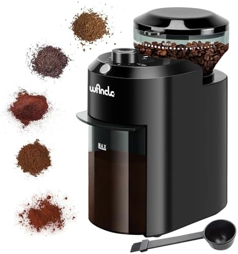 Wancle Electric Burr Coffee Grinder - Adjustable with 28 Precise Grind Settings for 12 Cups - Professional Coffee Bean Grinder (Plastic, Black)