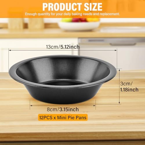 12pcs Mini Pie Pans 5 Inch - Reusable Round Pie Tins - Nonstick