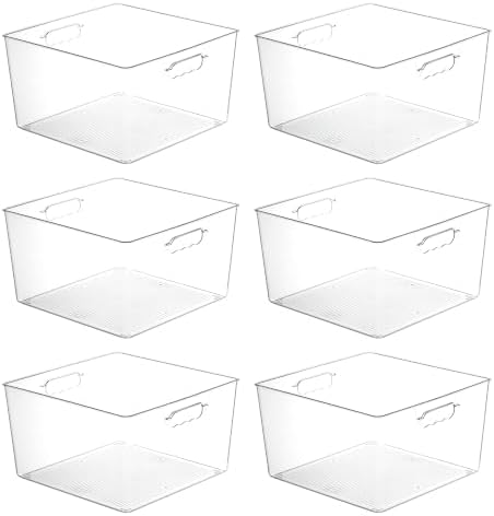 Vtopmart 6 Pack Extra Large Clear Storage Bins, 13x13 Cube Organizer