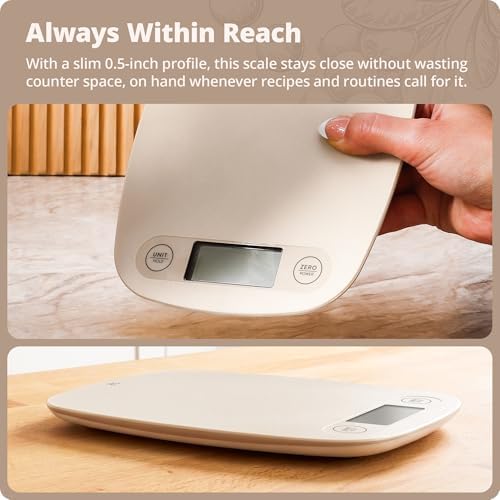 Greater Goods Food Scale, Slim & Compact Build, 1g Precision (Birch White)