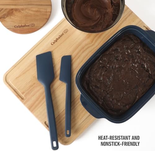 Calphalon Prime Scraper Set, 2-Piece Silicone Kitchen Scraper Set, Flexible Baking & Cooking Scrapers, Heat-Resistant Nonstick-Safe Tools with Ergonomic Handles, Navy