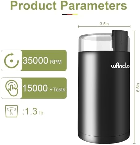 Wancle Electric Coffee Grinder, Spice Grinder, One Touch Coffee Mill for Beans, Spices and More, with Clean Brush Black