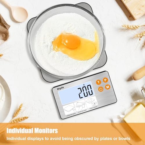 33lb Food Scale with Split Display, Diyife 1g/0.1oz Digital Kitchen Scales