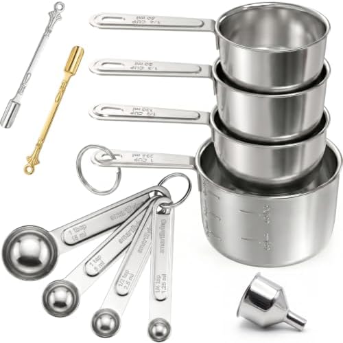 11 PCS Measuring Cups and Spoons Set with Funnel & Mini Spoons for Baking