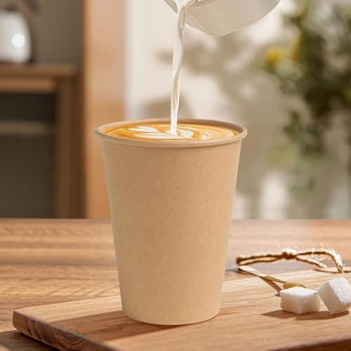 BYSNOW 300 Pack 12 oz Kraft Paper Cups, Disposable Coffee Hot Water Cups
