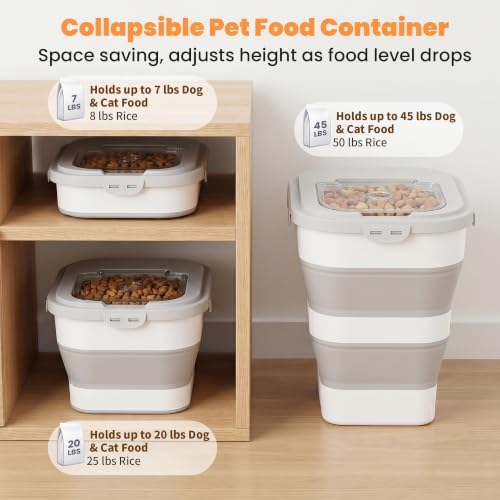 40 Lbs Dog Food Storage Container, Collapsible Cat Food Container