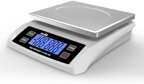Digital Kitchen Scale 30KG/66LB, Stainless Bread Scale with LCD Display, Multi Unit Conversion for Baking、Supermarket＆ Express Delivery, Counting Scale (White)