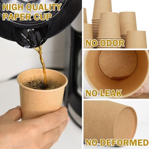 Vumdua 800 Pcs 6 oz Kraft Paper Cups - Disposable Paper Cups Hot Cold Beverage Drinking Cup for Coffee, Water, Tea, Juice, Espresso & Cortado