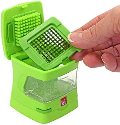 Garlic-A-Peel Garlic Press, Crusher, Cutter, Mincer, and Storage Container - Includes Silicone Garlic Peeler - Easy to Clean - Stainless Steel Blades – (Green), standard