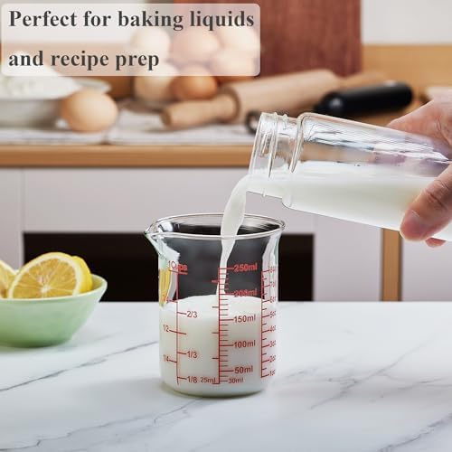 Ackers Borosilicate Glass Measuring Cup with Spout, 250 ml, 8 oz/1 Cup