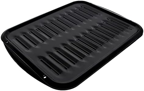 Certified Appliance Accessories Large 2-Piece Broiler Pan & Grill Set Porcelain-on-Steel 16-1/2"x12-3/4"x1-3/4", Universal, Whirlpool, Broiler Pan for Oven, Black
