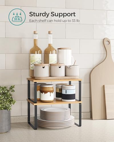 SONGMICS Cabinet Organizer Shelf, Set of 4 Spice Rack, Kitchen Storage