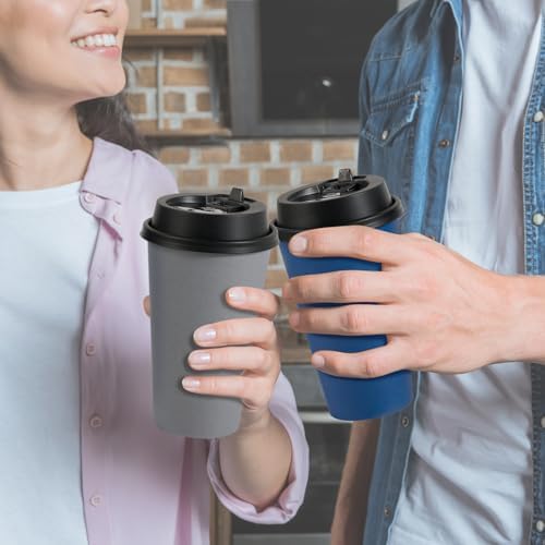 LITOPAK 100 Pack 16 oz Disposable Paper Coffee Cups with Lids