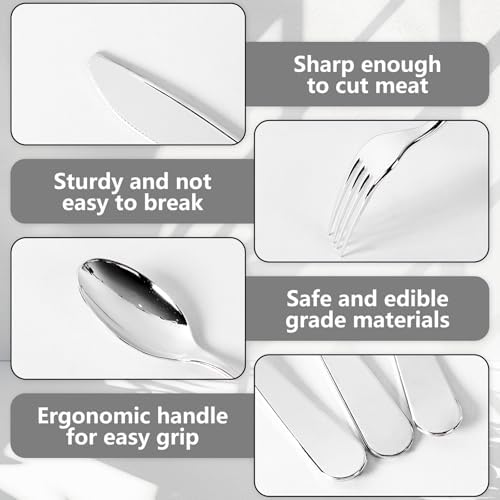 150PCS Silver Plastic Silverware Set Heavy Duty for Weddings