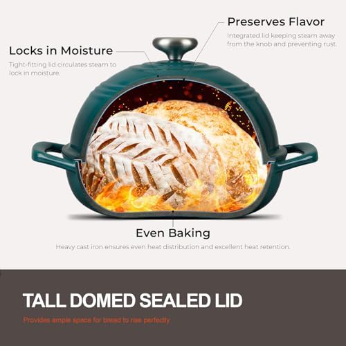 Overmont Enameled Cast Iron Dutch Oven, 6QT Bread Oven with Dome Lid Recipe