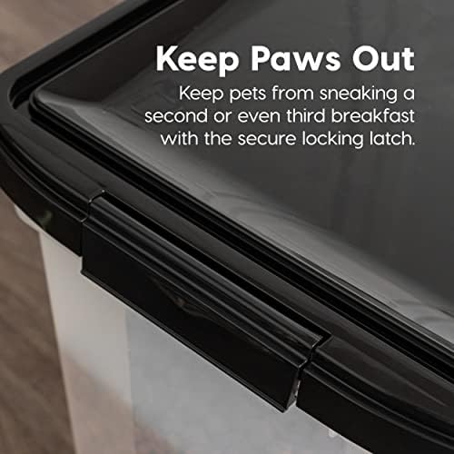 IRIS USA Dog Food Storage Container, Up to 10 lbs, Clear/Black, Made in USA