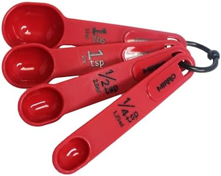 MIRRO 4 Piece Nested Measuring Spoons Set for Kitchen, Red