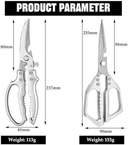 2 Pcs Kitchen Scissors for Food Japanese, Japanese Stainless Steel Kitchen Shears for Food, Meat Scissors for Chicken Wing/Bone, Meat, Quail, Fish, Turkey, Vegetables - Poultry Shears
