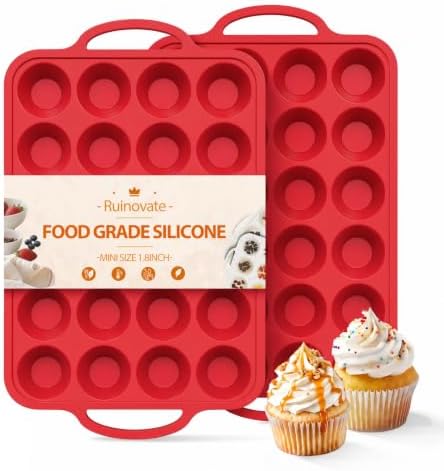 Silicone Mini Muffin Pans for Baking, 24-Cup Nonstick Cupcake Pan