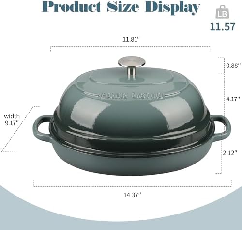 EDGING CASTING Enameled Oval Cast Iron Dutch Oven Pot with Lid, Bread Dutch Oven for Sourdough Bread Baking, Dutch Oven Bread, Bread Oven, 6QT, Slateblue