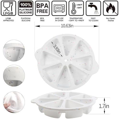 SHEbaking Scone Pan Silicone Scone Molds Scone Pans for Baking 8-Cavity Wedge Pan Slice Cake Mold for Pie,Pizza,Brownies BPA free