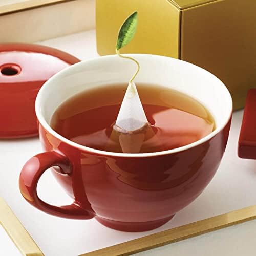 Tea Forte Cafe Cup Ruby Red Porcelain Tea Cup and Lid, Steeps 8 oz., Microwave and Dishwasher Safe (Pack of 2)