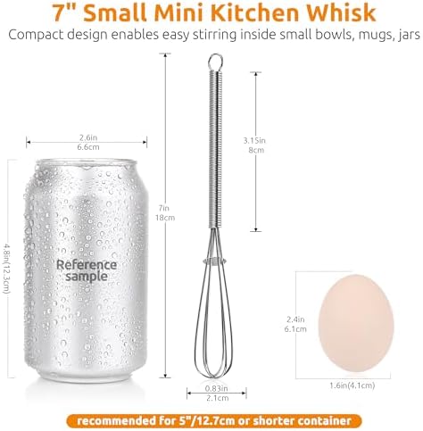U-Taste Small Mini Whisks for Cooking, 18/8 Stainless Steel 7" Wisking Tool