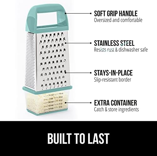GORILLA GRIP® XL 4-Sided Stainless Steel BPA-Free Cheese Grater, Mint