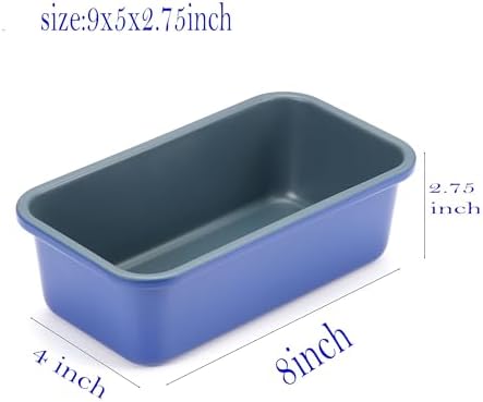 Monfish loaf pan baking bread 1lb loaf bread pans for home baking cake 9x5inch set of 2 haze blue non stick coating Royal blue carbon steel