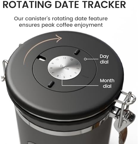 Veken Coffee Canister with Window, 39OZ Large Airtight Stainless Steel Jars