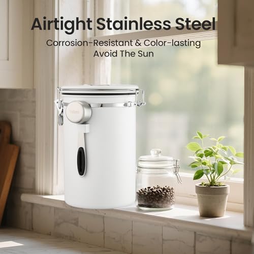 Veken Coffee Canister,39OZ, 2.2lbs,Large Airtight Stainless Steel Container