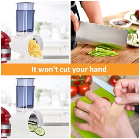 Slicer Shredder Attachment for Kitchenaid Stand Mixer, Salad Machine with Vegetable Slicer, Salad Maker, Food Slicers Cheese Grater Attachments for Kitchenaid Mixer Dishwasher Safe By Airpro,Blue
