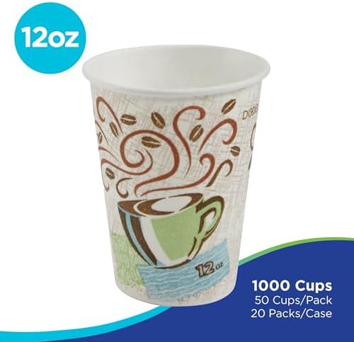 Georgia-Pacific Dixie PerfecTouch 12 oz Paper Coffee Cups By GP PRO, Coffee Haze Design, 1000 Count (50 Disposable Cups Per Pack, 20 Packs Per Case), 5342CD
